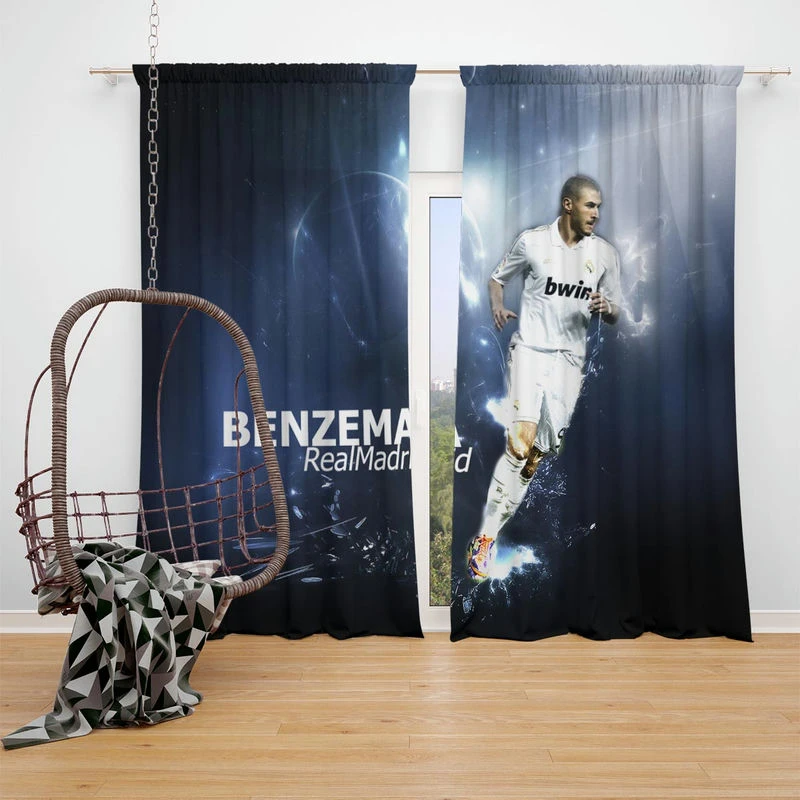 Karim Benzema Graceful Football Player Window Curtain