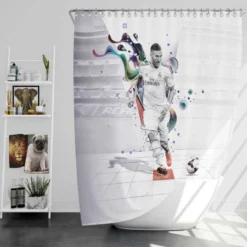 Karim Benzema Real Madrid Footballer Player Shower Curtain