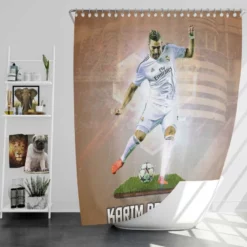 Karim Benzema Supercopa de Espana Shower Curtain