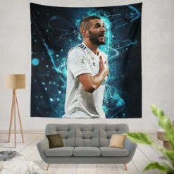 Karim Benzema Supper Coppa Football Player Tapestry