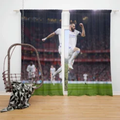Karim Mostafa Benzema Extraordinary Football Player Window Curtain
