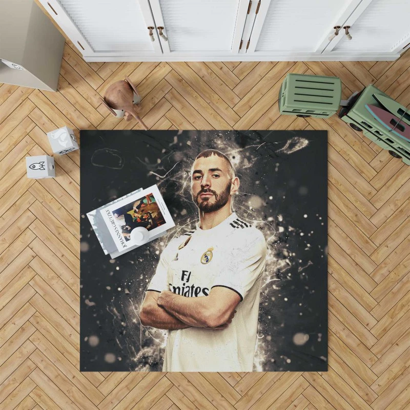 Karim Mostafa Benzema Goal driven Soccer Player Rug