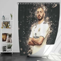 Karim Mostafa Benzema Goal driven Soccer Player Shower Curtain