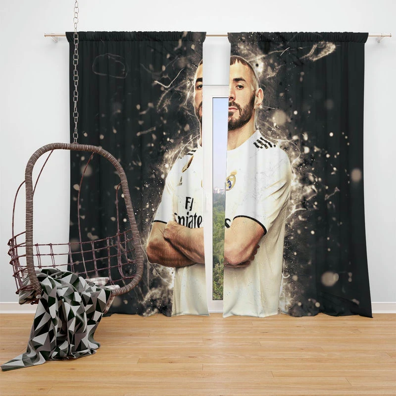 Karim Mostafa Benzema Goal driven Soccer Player Window Curtain