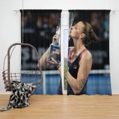 Karolina Pliskova Top Ranked Tennis Player Window Curtain