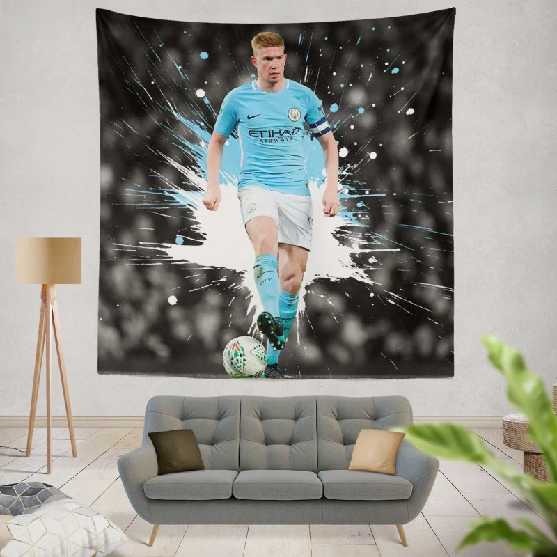 Kevin De Bruyne Active Manchester City Soccer Player Tapestry