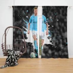 Kevin De Bruyne Active Manchester City Soccer Player Window Curtain