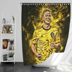 Kevin De Bruyne Excited Belgium Football player Shower Curtain
