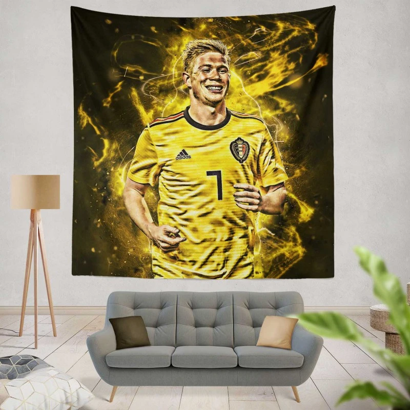 Kevin De Bruyne Excited Belgium Football player Tapestry