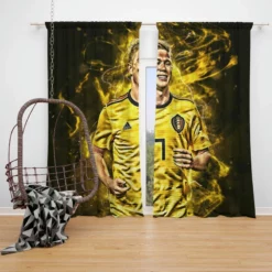 Kevin De Bruyne Excited Belgium Football player Window Curtain