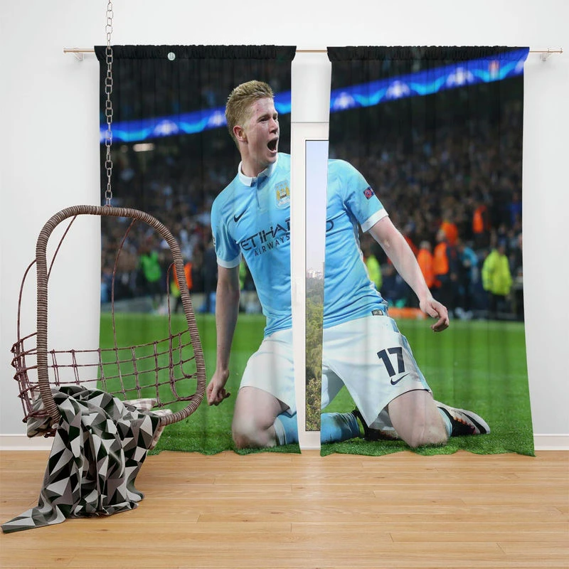 Kevin De Bruyne Top Ranked Soccer Player Window Curtain