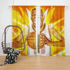 Kevin Durant Exciting NBA Basketball Player Window Curtain