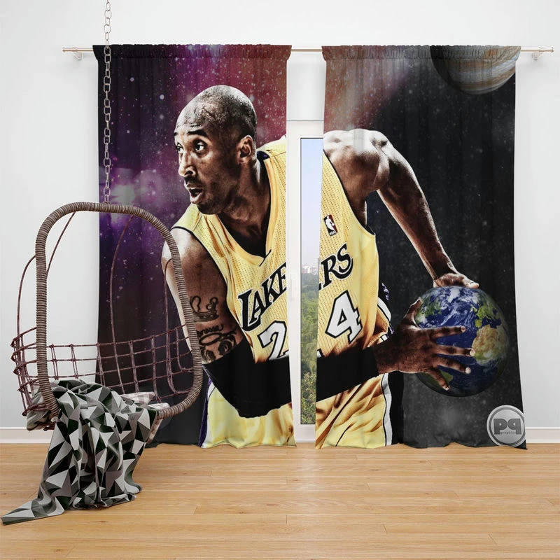 Kobe Bryant Competitive NBA Basketball Player Window Curtain