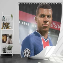 Kylian Mbappe FIFA 21 Game Shower Curtain
