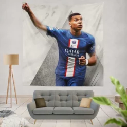 Kylian Mbappe FIFA 23 Soccer Game Tapestry