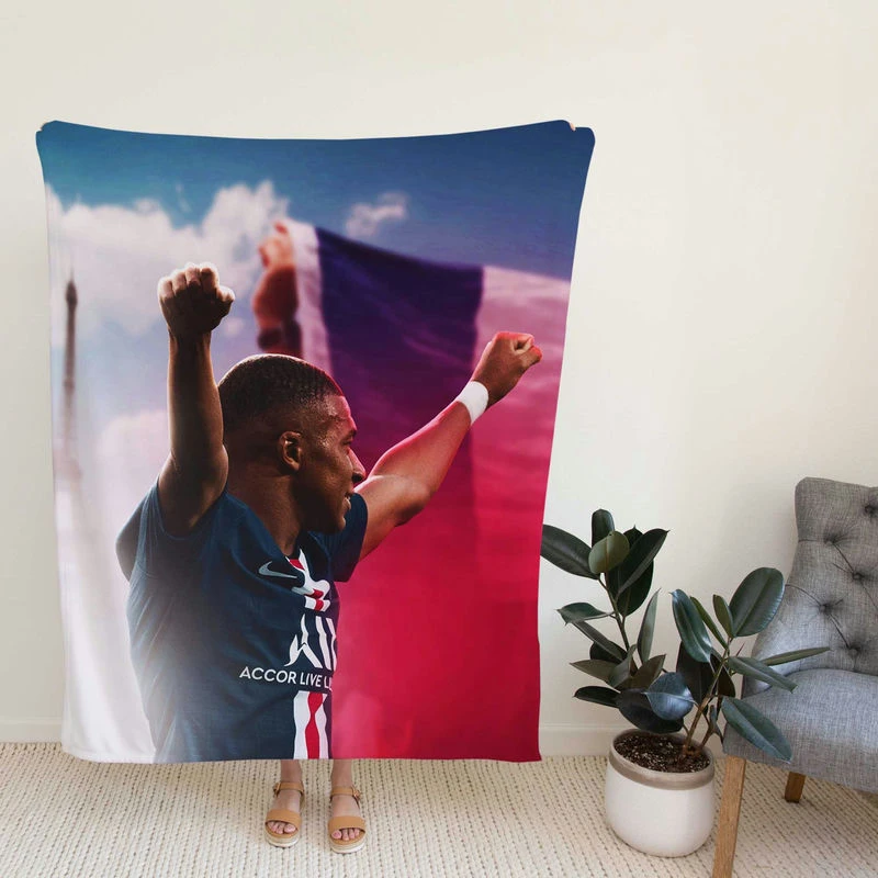 Kylian Mbappe French Professional Football Player Fleece Blanket