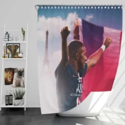 Kylian Mbappe French Professional Football Player Shower Curtain