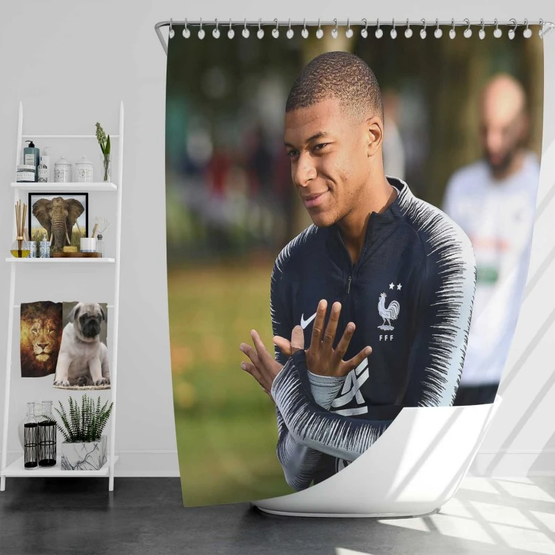 Kylian Mbappe Lottin  France Coupes de France Player Shower Curtain