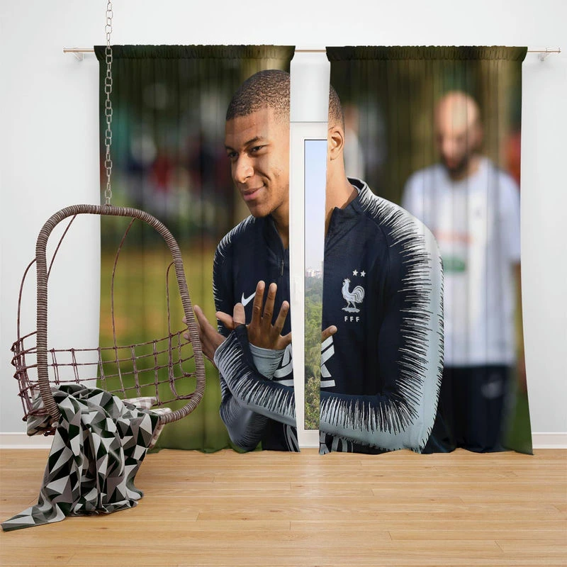 Kylian Mbappe Lottin  France Coupes de France Player Window Curtain