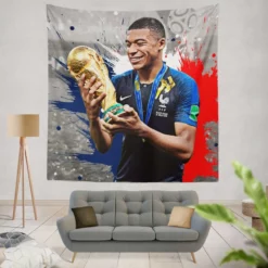Kylian Mbappe Lottin  France Expensive Teenage Player Tapestry