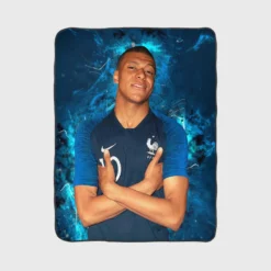 Kylian Mbappe Lottin  France Ligue 1 Football Player Fleece Blanket 1