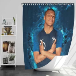 Kylian Mbappe Lottin  France Ligue 1 Football Player Shower Curtain