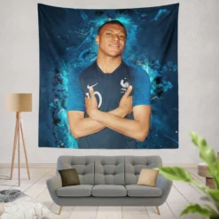 Kylian Mbappe Lottin  France Ligue 1 Football Player Tapestry