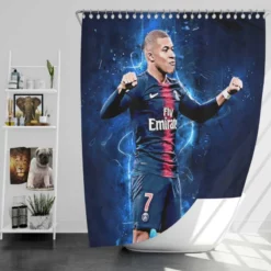 Kylian Mbappe Lottin  PSG Club World Cup Player Shower Curtain
