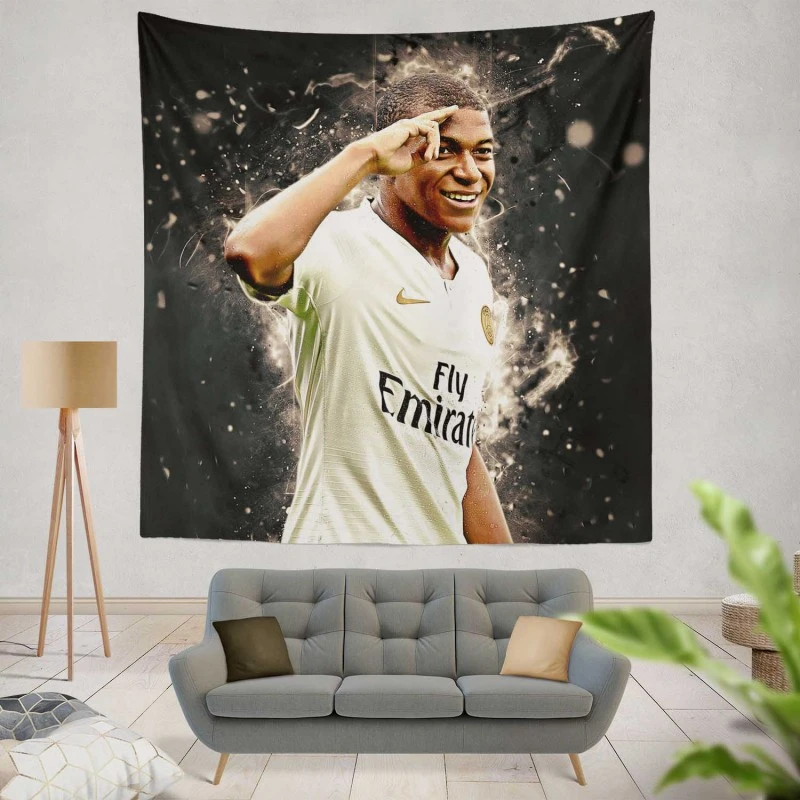 Kylian Mbappe Lottin  PSG FIFA World Cup Player Tapestry