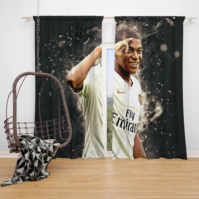 Kylian Mbappe Lottin  PSG FIFA World Cup Player Window Curtain