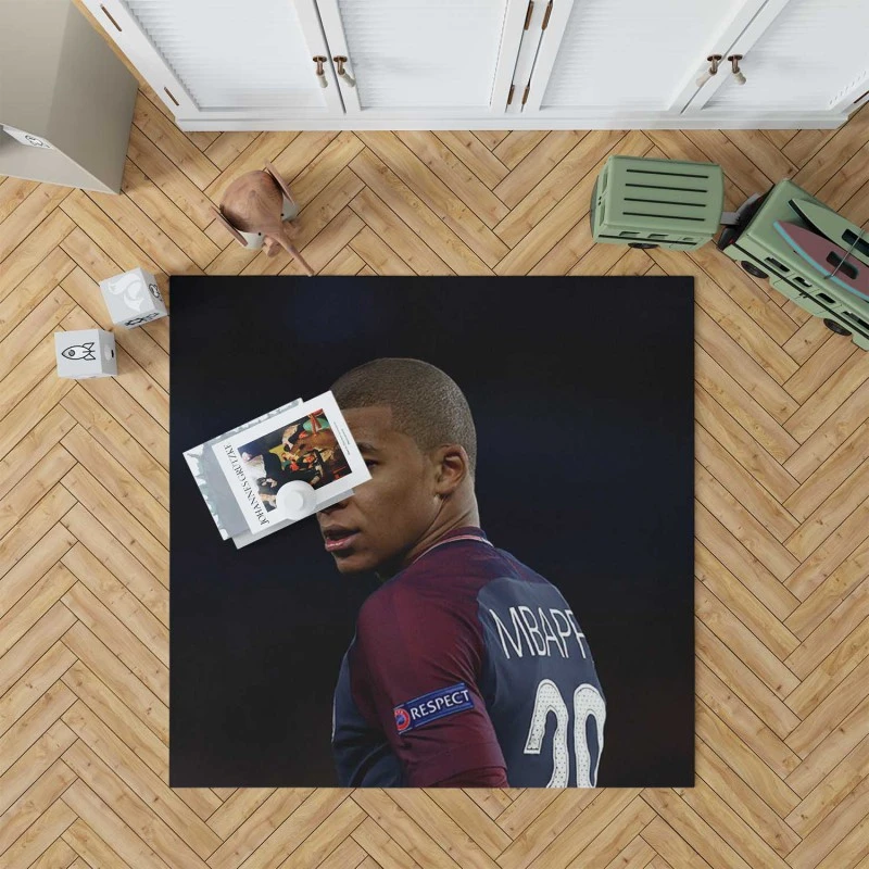 Kylian Mbappe Lottin  PSG France Football Player Rug