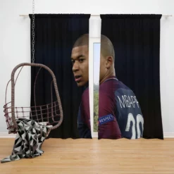 Kylian Mbappe Lottin  PSG France Football Player Window Curtain