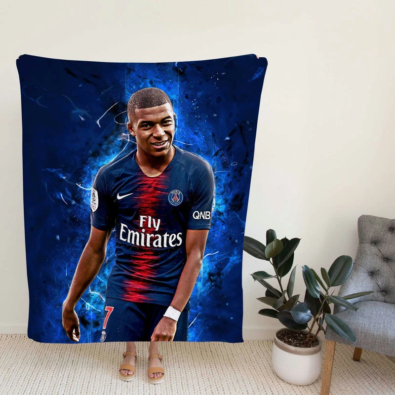Kylian Mbappe Lottin  PSG Globe Soccer Best Player Fleece Blanket