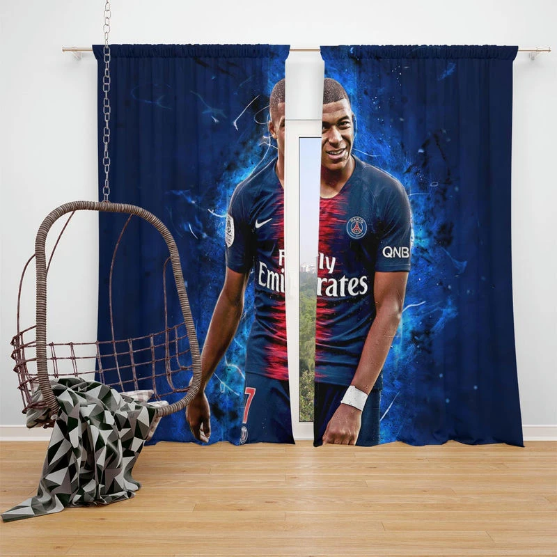 Kylian Mbappe Lottin  PSG Globe Soccer Best Player Window Curtain