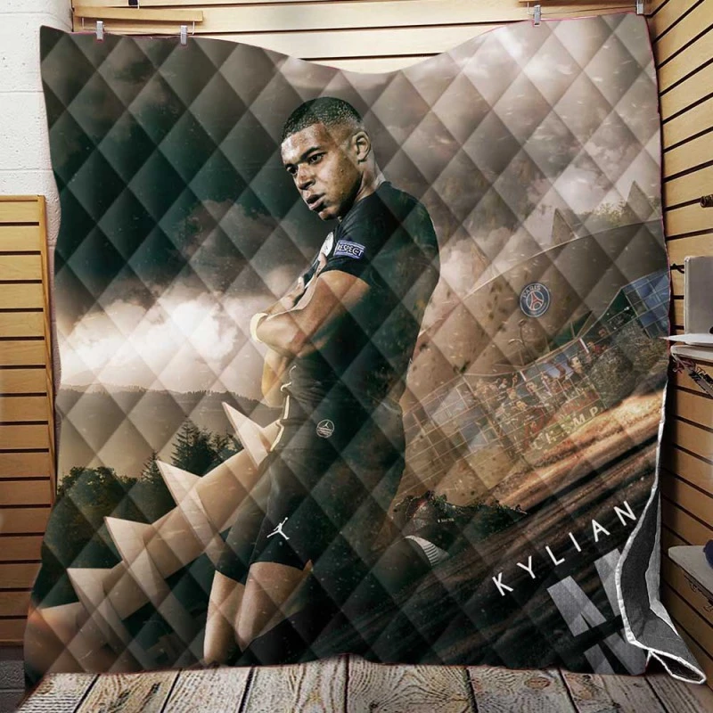 Kylian Mbappe Lottin  PSG Soccer Player Quilt Blanket