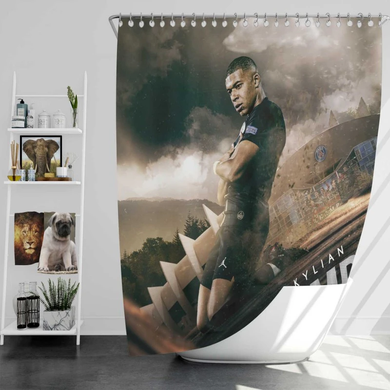 Kylian Mbappe Lottin  PSG Soccer Player Shower Curtain