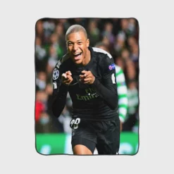 Kylian Mbappe Lottin  PSG UEFA Champions League Player Fleece Blanket 1