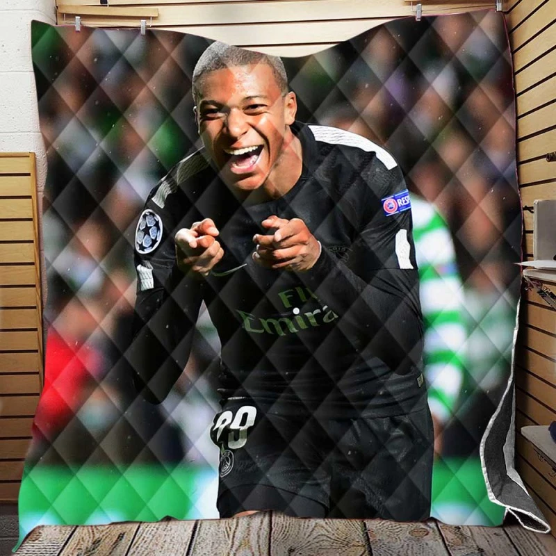 Kylian Mbappe Lottin  PSG UEFA Champions League Player Quilt Blanket