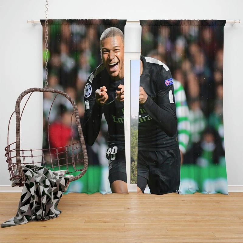 Kylian Mbappe Lottin  PSG UEFA Champions League Player Window Curtain