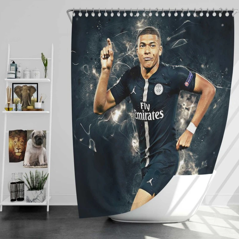 Kylian Mbappe Lottin Ultimate Soccer Player Shower Curtain