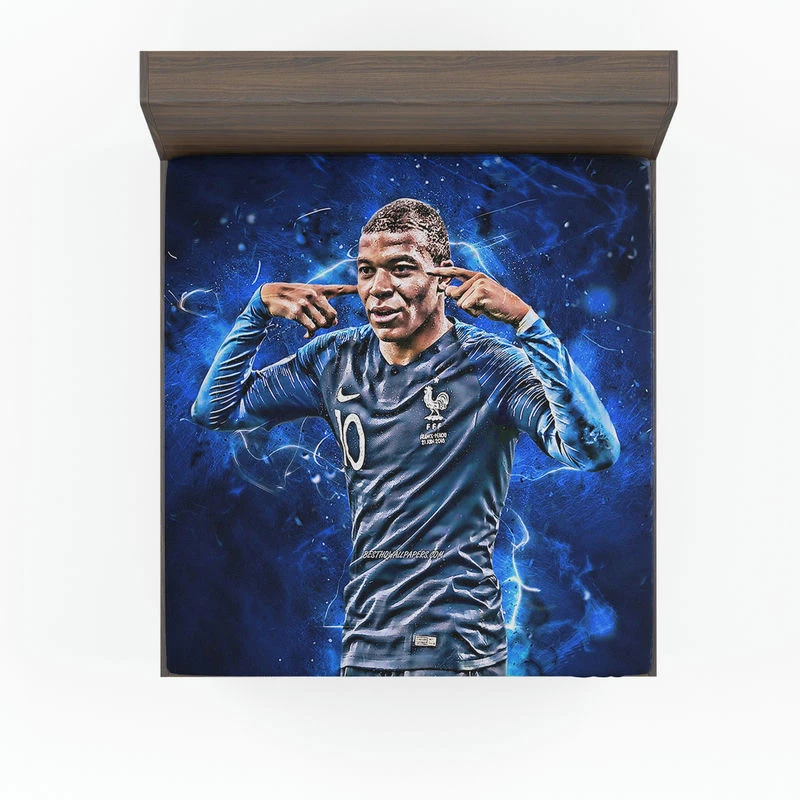 Kylian Mbappe Powerfull French Player Fitted Sheet