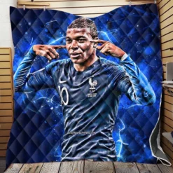 Kylian Mbappe Powerfull French Player Quilt Blanket
