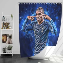 Kylian Mbappe Powerfull French Player Shower Curtain