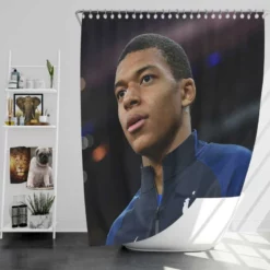 Kylian Mbappe Top Ranked France Soccer Player Shower Curtain