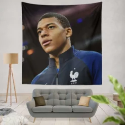 Kylian Mbappe Top Ranked France Soccer Player Tapestry