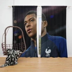 Kylian Mbappe Top Ranked France Soccer Player Window Curtain