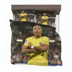 Kylian Mbappe in PSG Yellow Jersey Bedding Set 1
