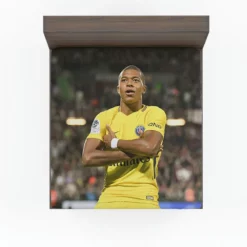 Kylian Mbappe in PSG Yellow Jersey Fitted Sheet