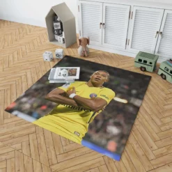 Kylian Mbappe in PSG Yellow Jersey Rug 1