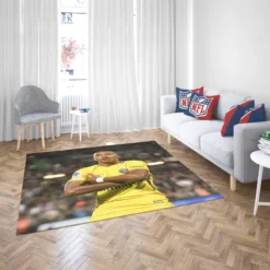 Kylian Mbappe in PSG Yellow Jersey Rug 2